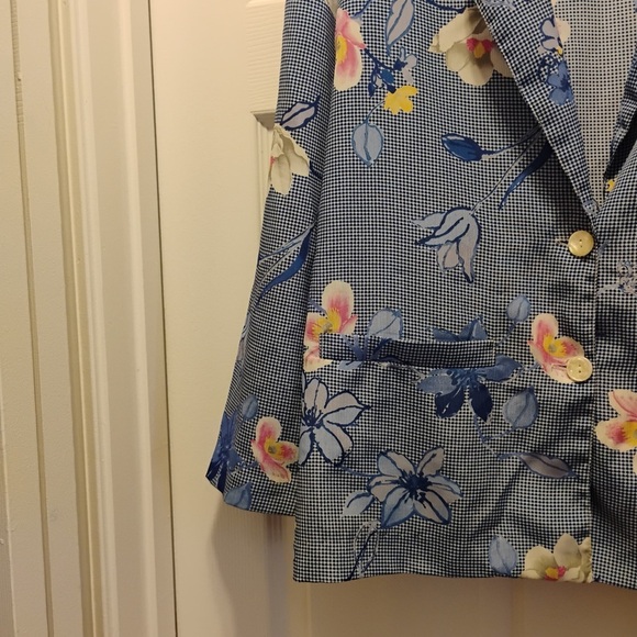 Vintage G.W. Graff Lightweight Floral Abstract Blazer Jacket Unique Size 10 - Picture 3 of 9